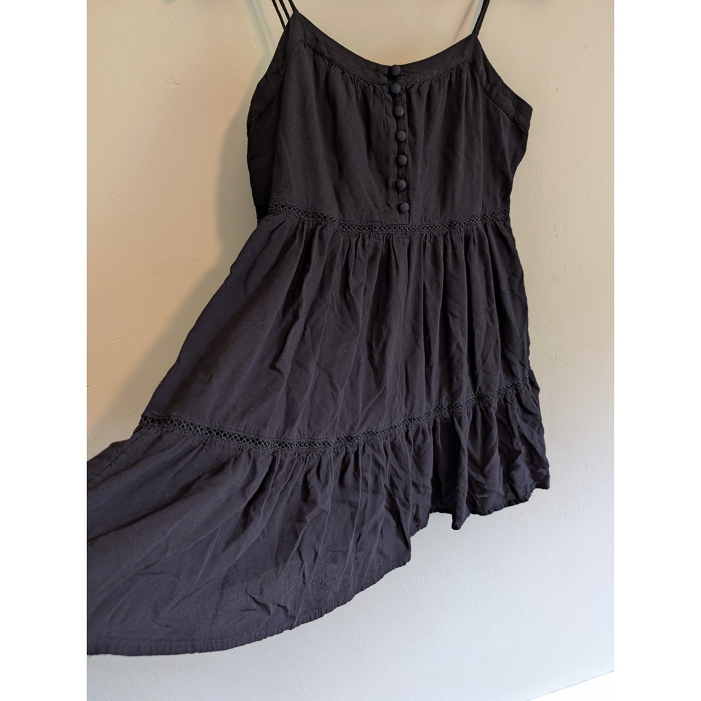 Urban Outfitters Black Tiered Babydoll Mini Dress S Cottagecore Buttons Y2K